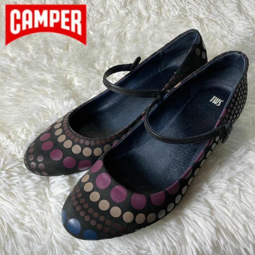 ハイヒール/パンプス美品 CAMPER カンペール TWS ツインズ パンプス 柄違い 39 ドット