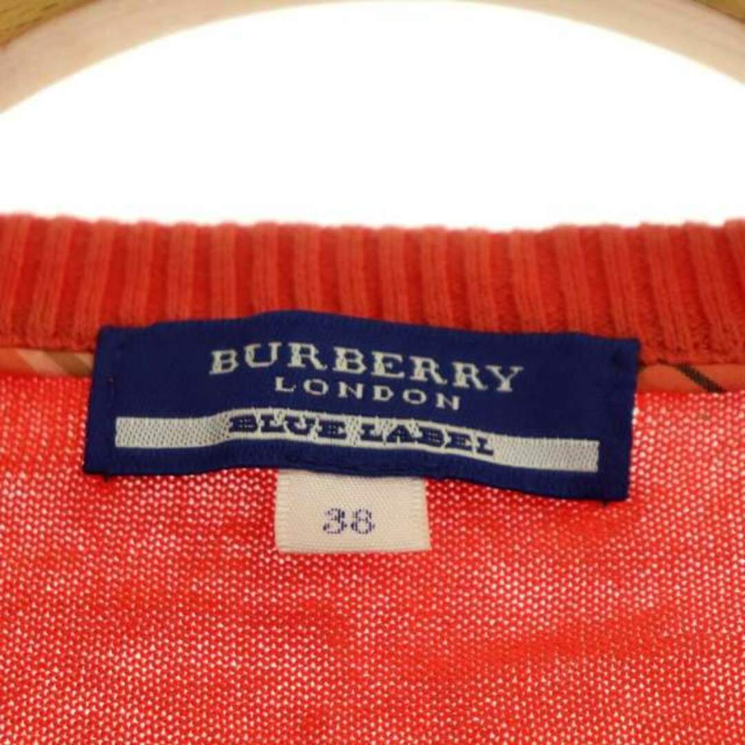 BURBERRY BLUE LABEL(バーバリーブルーレーベル)のバーバリーブルーレーベル カーディガン ニット 長袖 ロゴ刺繍 38 オレンジ レディースのトップス(カーディガン)の商品写真