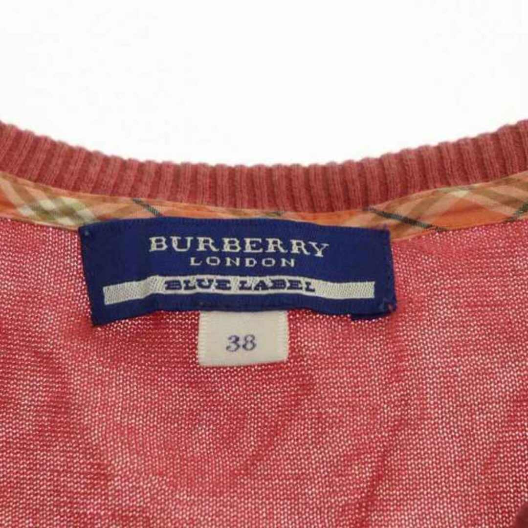 BURBERRY BLUE LABEL(バーバリーブルーレーベル)のバーバリーブルーレーベル カーディガン ニット 五分袖 ロゴ刺繍 38 ピンク レディースのトップス(カーディガン)の商品写真