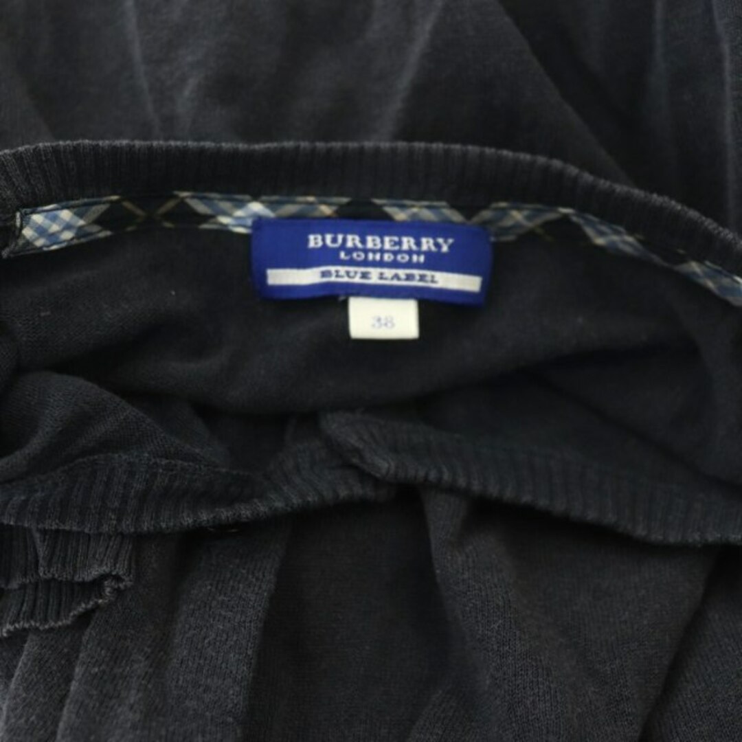 BURBERRY BLUE LABEL(バーバリーブルーレーベル)のバーバリーブルーレーベル パフスリーブカーディガン 五分袖 ロゴ刺繍 38 紺 レディースのトップス(カーディガン)の商品写真