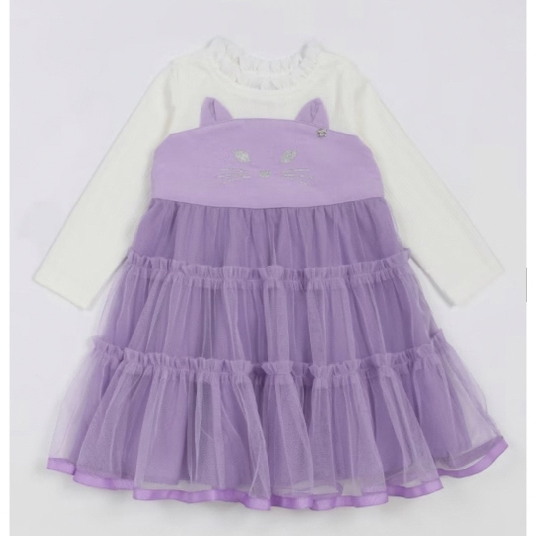 ANNA SUI mini(アナスイミニ)のアナスイミニ  ネコチュールドッキングワンピース キッズ/ベビー/マタニティのキッズ服女の子用(90cm~)(ワンピース)の商品写真