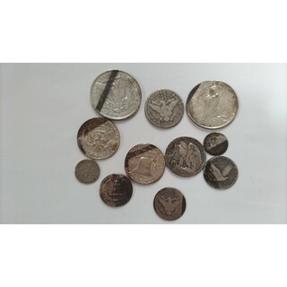アメリカ 古い銀貨 11枚(貨幣)