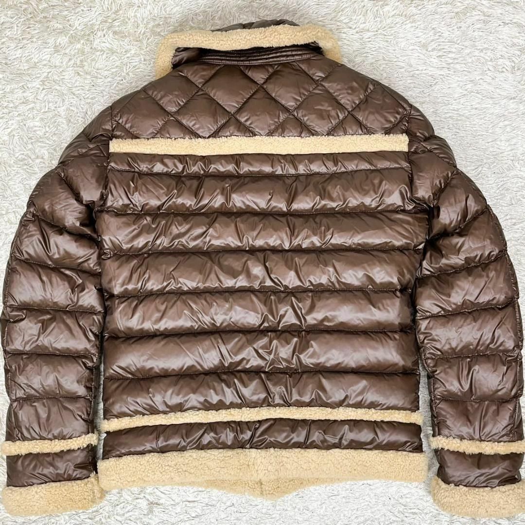 MONCLER(モンクレール)の超希少デザイン MONCLER 本革ムートンレザー ボアジャケット ブラウン 0 メンズのジャケット/アウター(ダウンジャケット)の商品写真