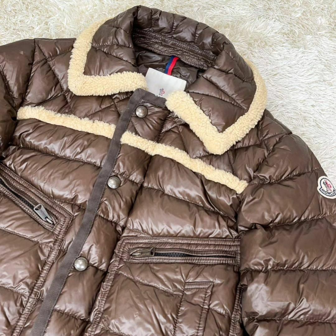 MONCLER(モンクレール)の超希少デザイン MONCLER 本革ムートンレザー ボアジャケット ブラウン 0 メンズのジャケット/アウター(ダウンジャケット)の商品写真