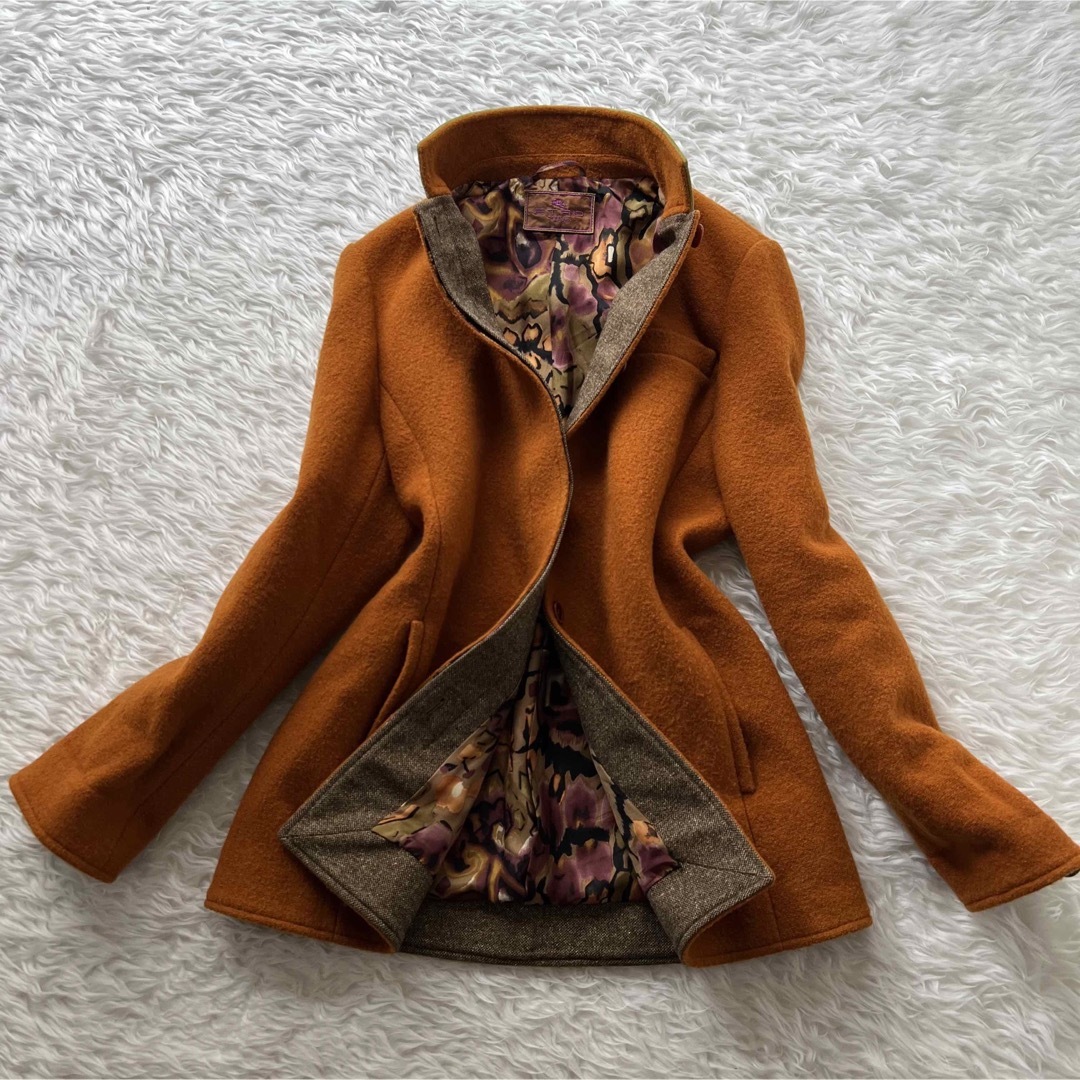 ETRO - エトロ コットン×シルク コート イタリア製 茶×緑 レディース