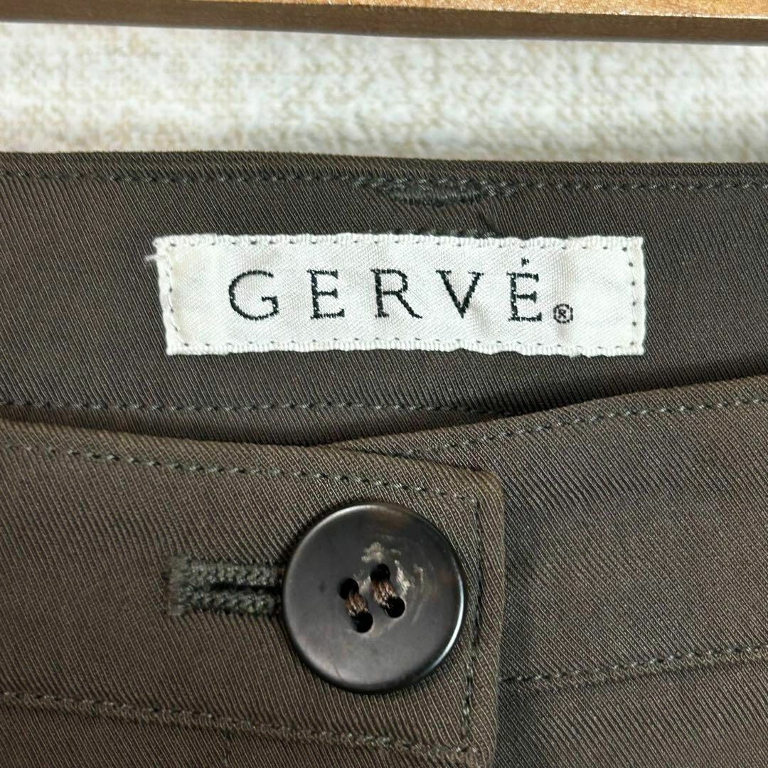 美品✨【GERVE】ハイウエストストレッチパンツ　ナイロン　ダークグリーン　XL レディースのパンツ(カジュアルパンツ)の商品写真