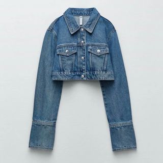 新品☆ZARA ザラ クロップド丈デニム ジャケット Gジャン M