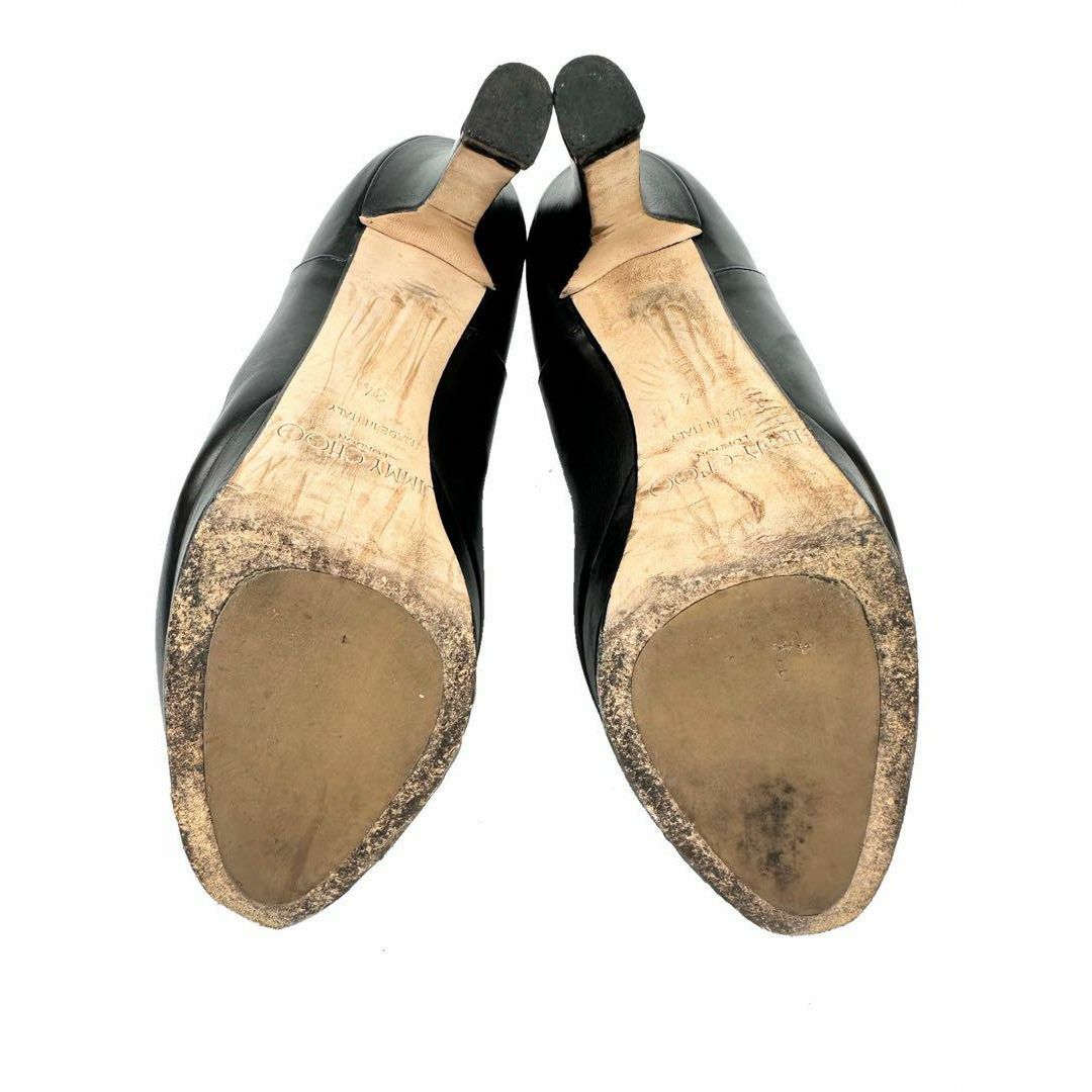 JIMMY CHOO(ジミーチュウ)のジミーチュウ ジップアップショートブーツ 34  約21.5cm ブラックレザー レディースの靴/シューズ(ブーツ)の商品写真