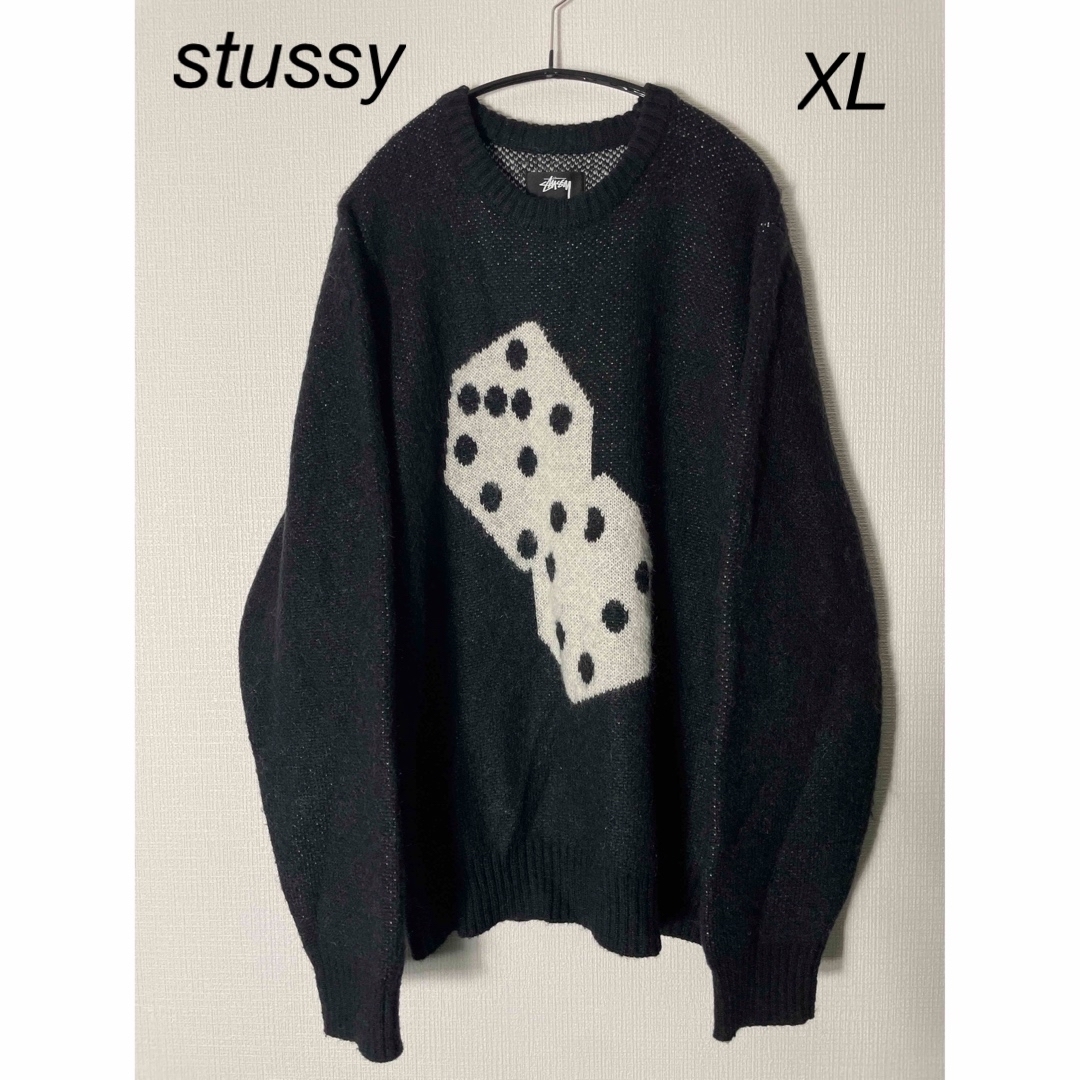 【激レア】ステューシー ダイス サイコロ モヘア ニット セーター XL 黒 白