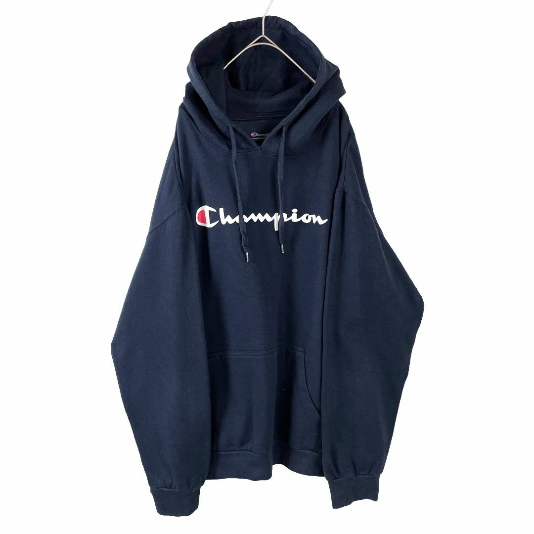 Champion(チャンピオン)のビッグサイズ US/3XL チャンピオン スウェットパーカー デカロゴ ネイビー メンズのトップス(パーカー)の商品写真