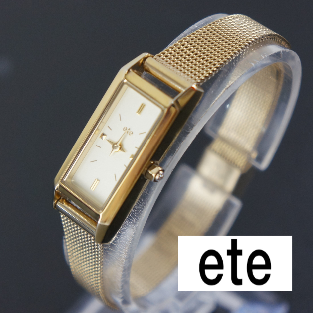 ete - 【稼働品】 ete レクタングルダイヤウォッチ メッシュベルト