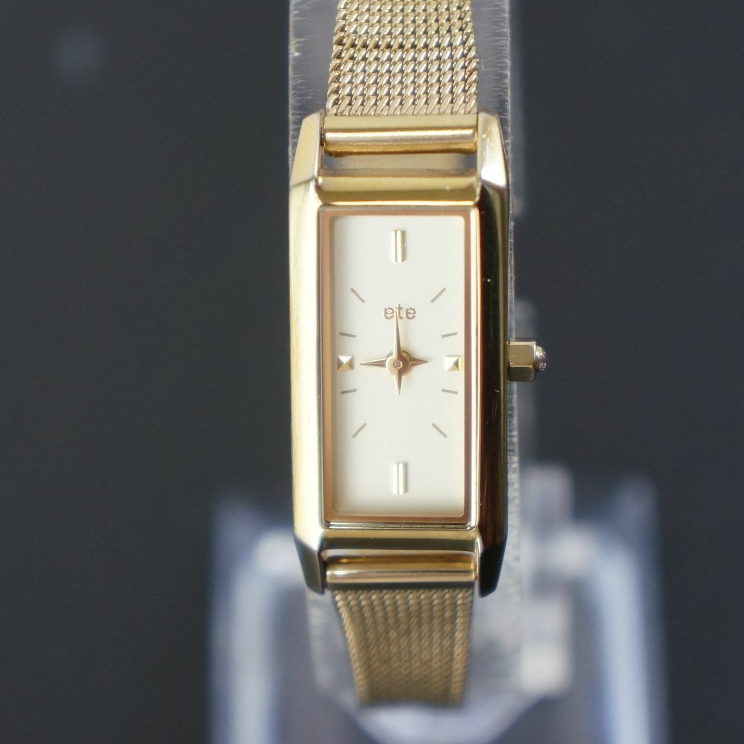 ete(エテ)の【稼働品】　ete 　レクタングルダイヤウォッチ　メッシュベルト　ゴールド レディースのファッション小物(腕時計)の商品写真