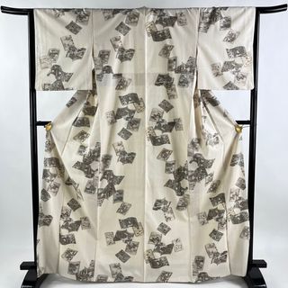 平和屋-こころ店■夏物 小紋 絽 草花文 銀彩 着丈160cm 裄丈65cm 正絹 逸品 A-ck4382