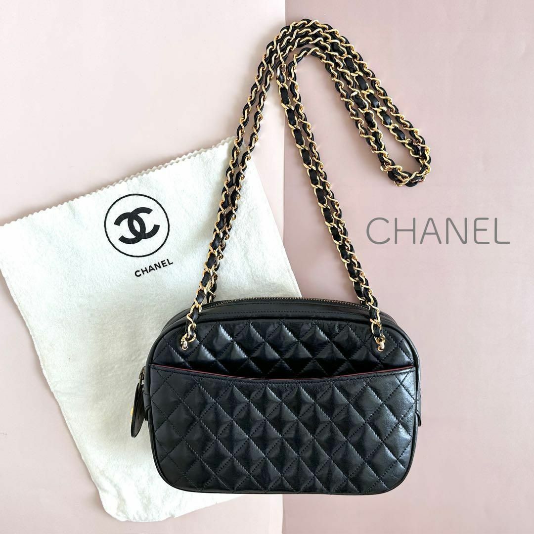 CHANEL シャネル マトラッセ チェーンショルダー ブラック　保存袋あり