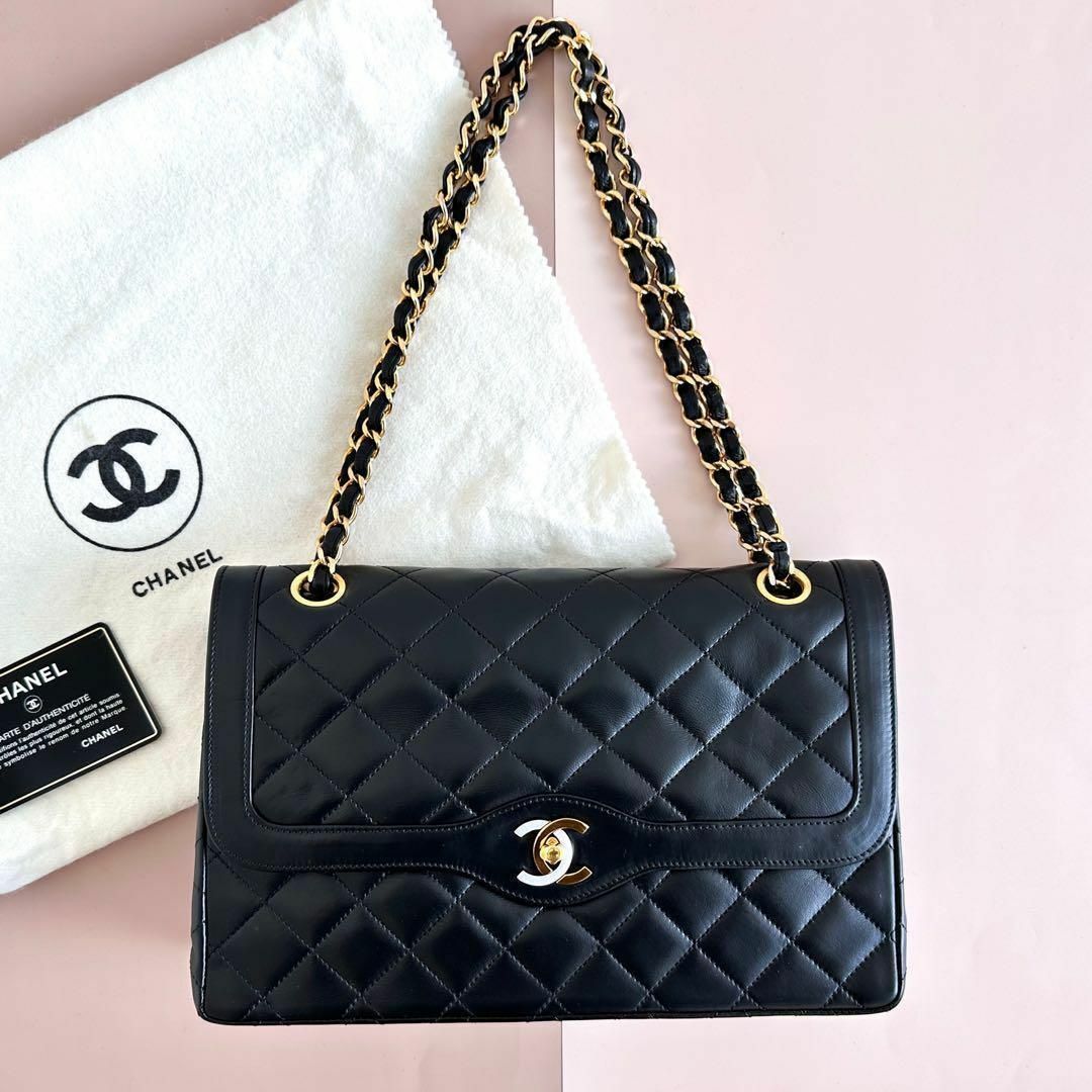 【パリ限定•希少】CHANEL ダブルフラップ ショルダーバッグ カード 袋