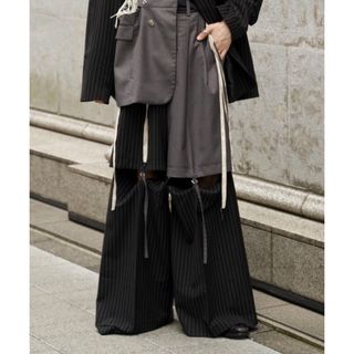 Blocking cut out wide straight pants(カジュアルパンツ)