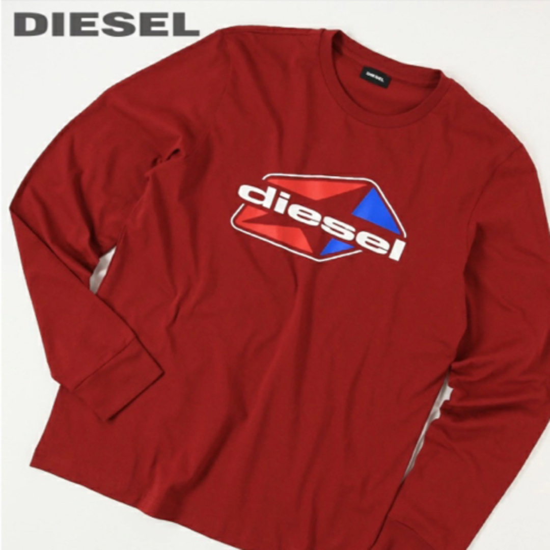 DIESEL(ディーゼル)のDIESEL ディーゼル ロゴプリント ロンT ボルドーレッド メンズのトップス(Tシャツ/カットソー(七分/長袖))の商品写真