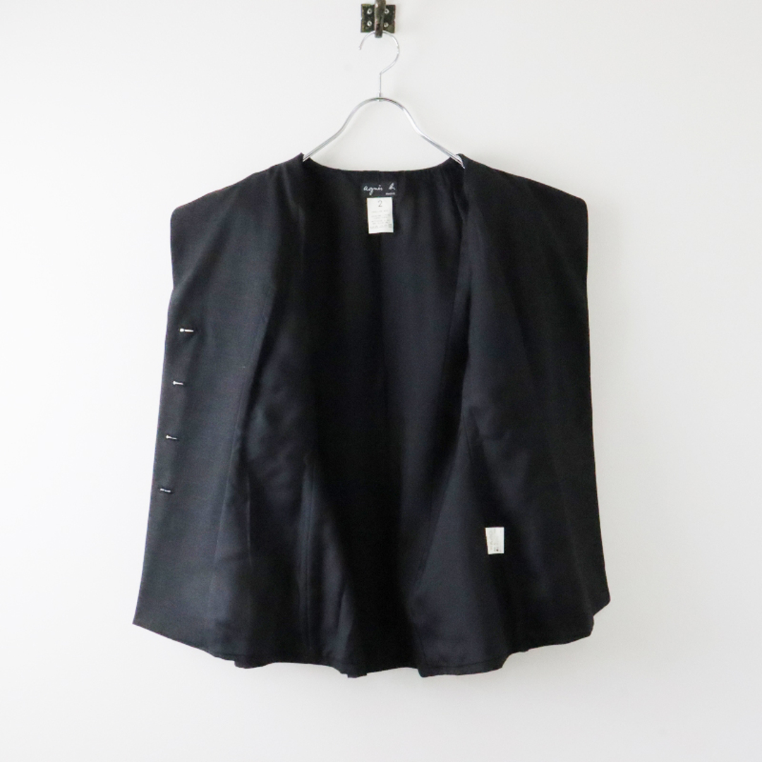 アニエスベー agnes b. ウール セットアップ スカートスーツ 38/ブラック 黒 ビジネスシーン ジャケット【2400013588102】