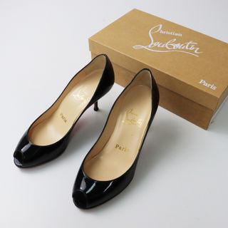 クリスチャンルブタン(Christian Louboutin)のクリスチャンルブタン Christian loubouti パテントレザー オープントゥパンプス 36.5/ブラック 23.5cm エナメル【2400013607032】(ハイヒール/パンプス)