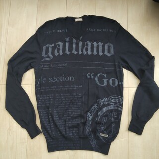 ガリアーノ(GALLIANO)のガリアーノ　黒の薄手Vネックセーター(ニット/セーター)