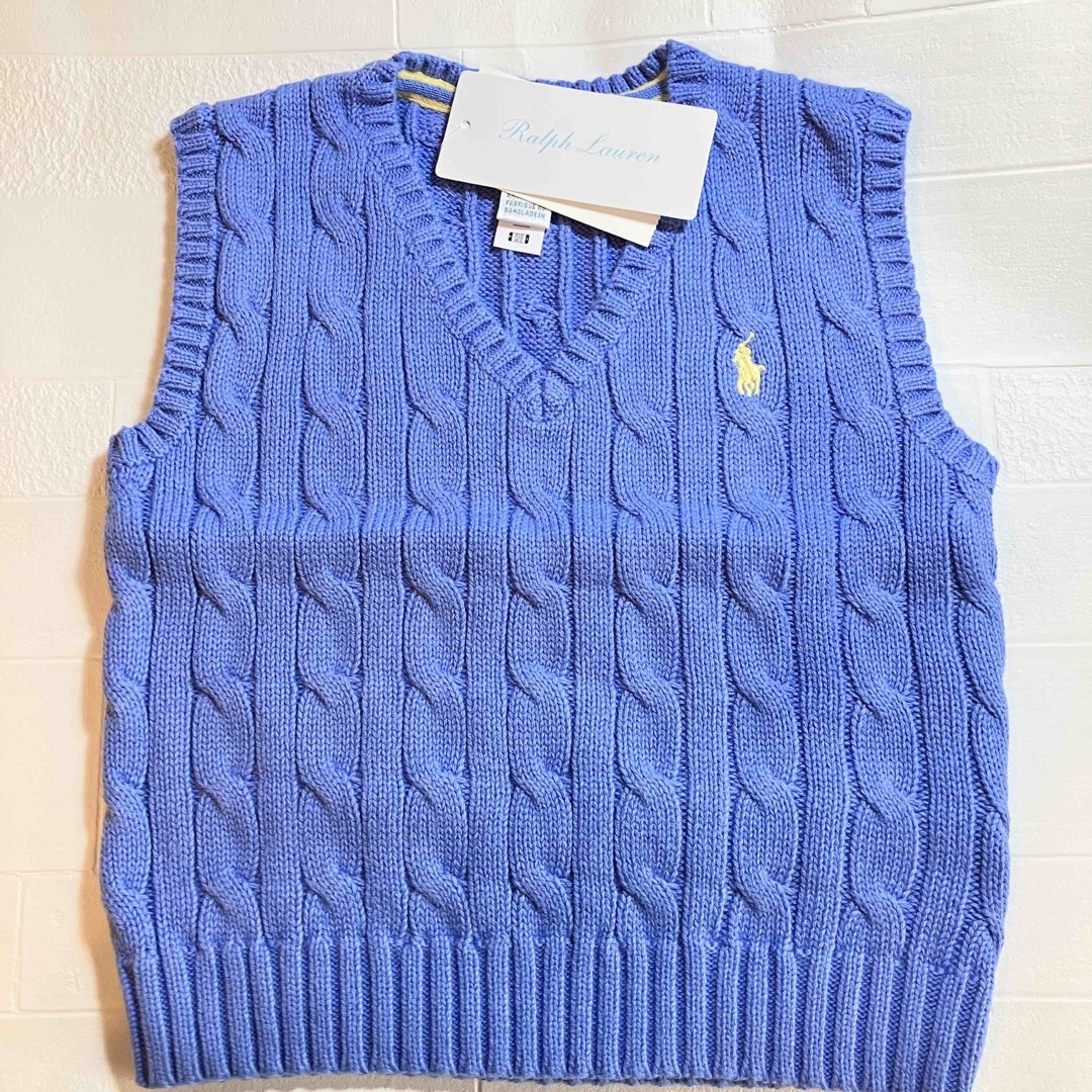 Ralph Lauren(ラルフローレン)の12m80cm  水色　CCベスト　黄色ポニー　ラルフローレン キッズ/ベビー/マタニティのベビー服(~85cm)(Ｔシャツ)の商品写真