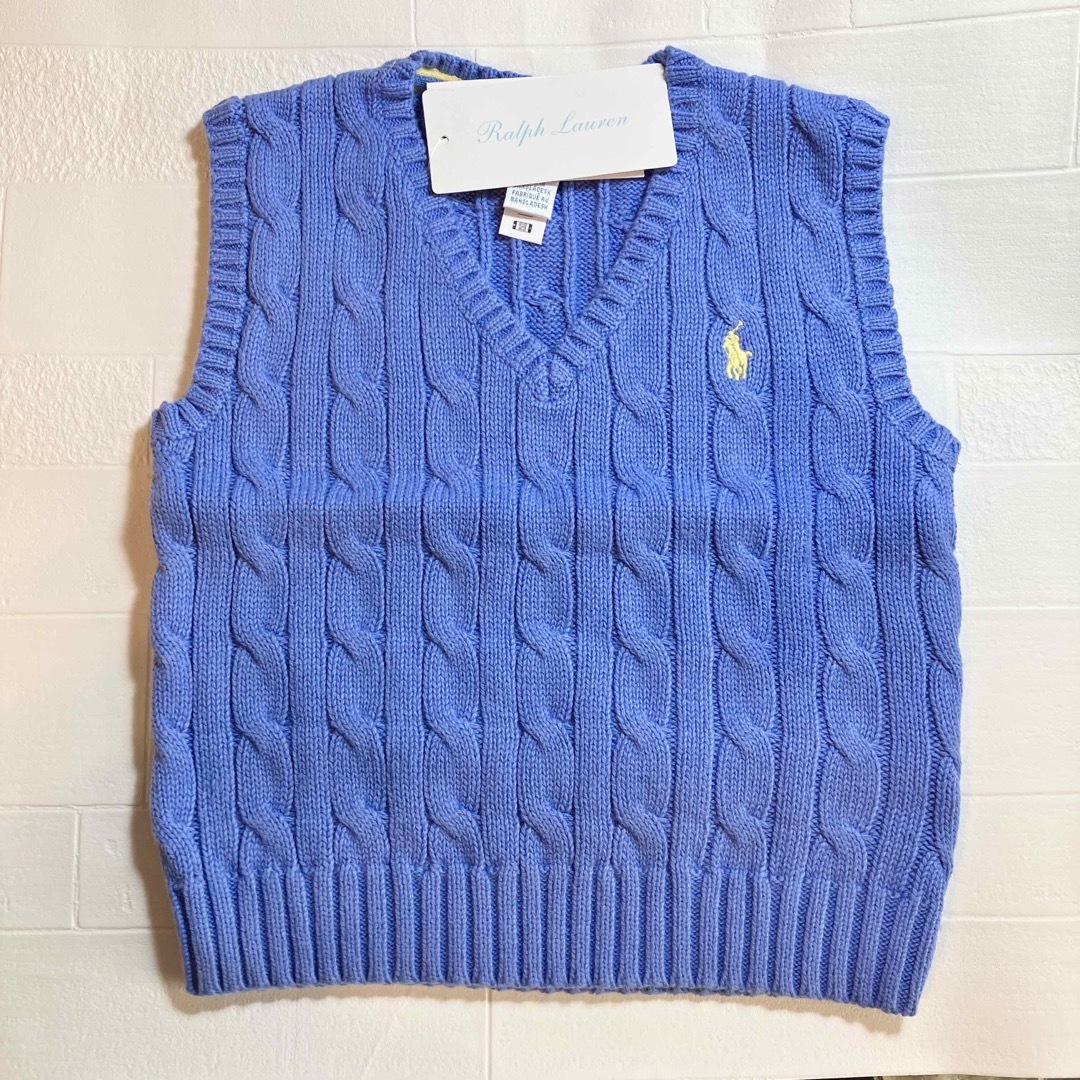 Ralph Lauren(ラルフローレン)の12m80cm  水色　CCベスト　黄色ポニー　ラルフローレン キッズ/ベビー/マタニティのベビー服(~85cm)(Ｔシャツ)の商品写真