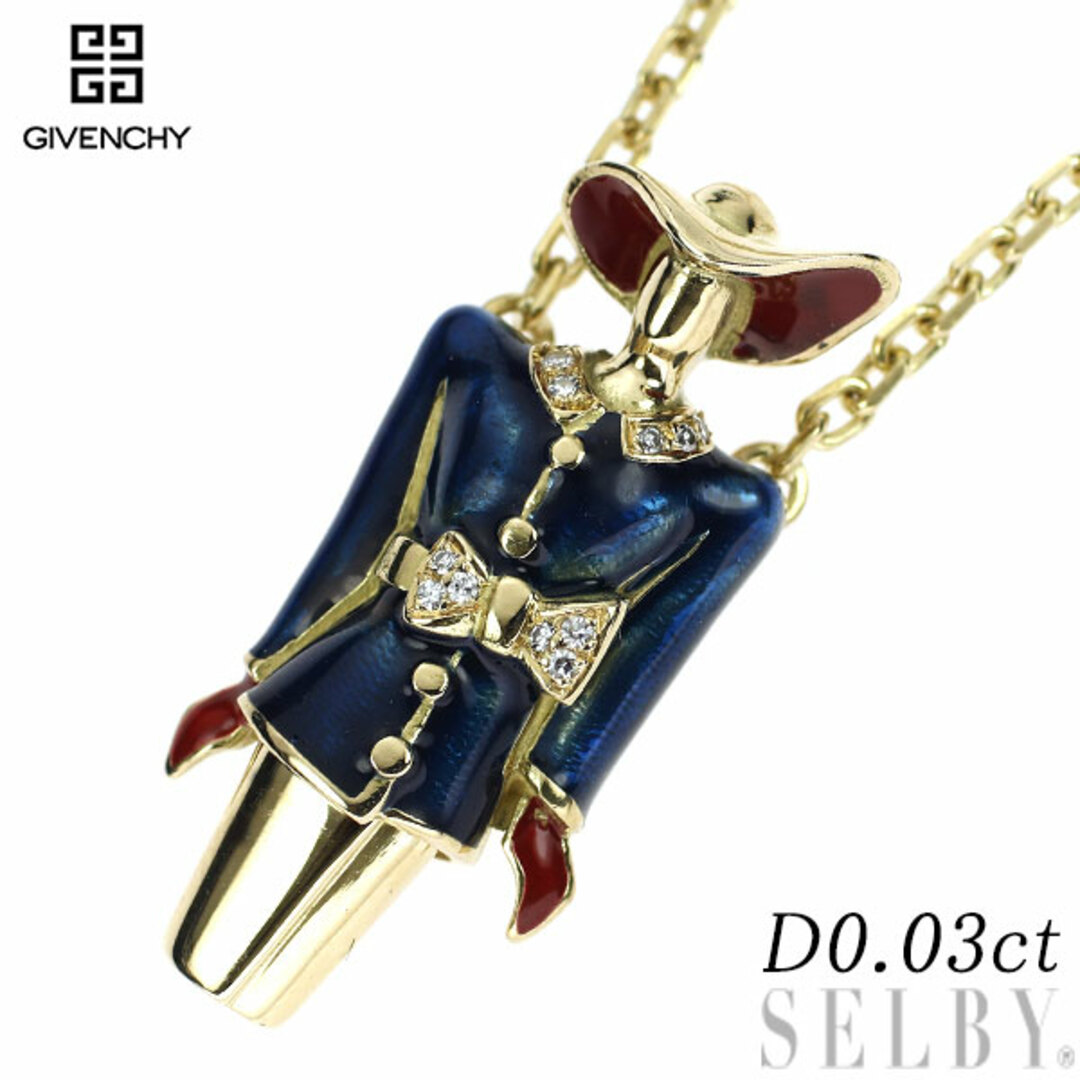 ジバンシー エナメル/ K18YG ダイヤモンド ペンダントネックレス 0.03ct