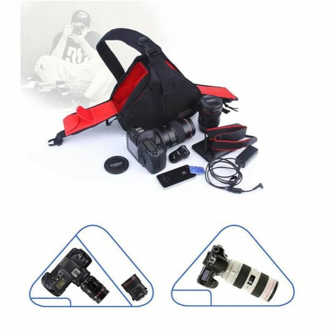 Caden 一眼レフカメラ用スリングバッグ 防水カバー付き 送料無料 スマホ/家電/カメラのカメラ(ケース/バッグ)の商品写真