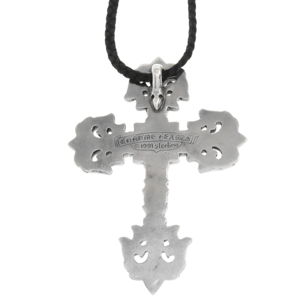 CHROME HEARTS クロムハーツ FILIG CROSS LRG LB ラージフィリグリークロス レザーブレード ペンダント ネックレス シルバー 国内ギャランティ