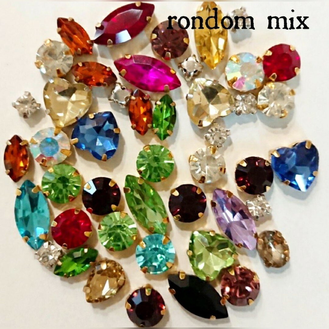 在庫処分sale 台座つき ガラスストーン random color&size ハンドメイドの素材/材料(各種パーツ)の商品写真