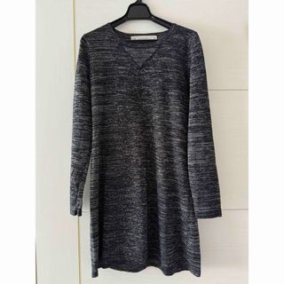 ザラ(ZARA)のZARAニット　ラメ入りカットソー　チュニック黒(ニット/セーター)