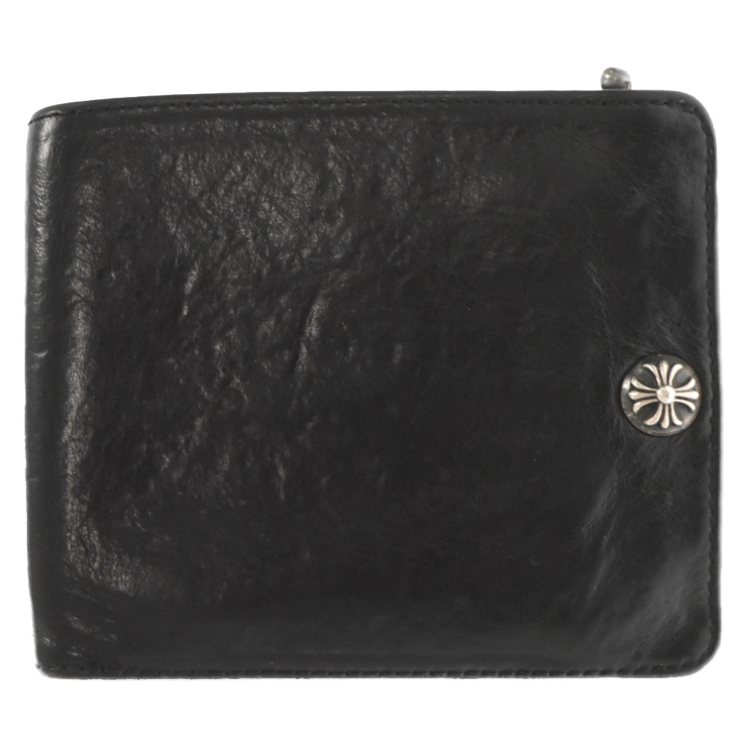 CHROME HEARTS クロムハーツ 1SNAP CROSS BALL BUTTON WALLET 1スナップクロスボールボタンウォレット 二つ折り財布 レザー ブラック