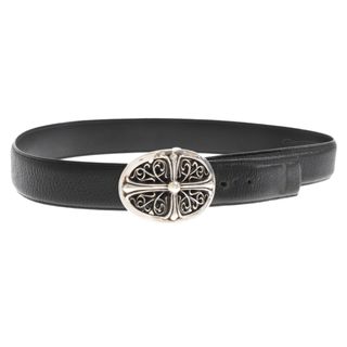 CHROME HEARTS クロムハーツ OVAL CROSS STRAP1.5/1.5クラシックオーバルクロスバックル レザーベルト ブラック/シルバー 32inch