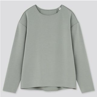 ユニクロ(UNIQLO)のストレッチダブルフェイスプルオーバー　S　GREEN(カットソー(長袖/七分))