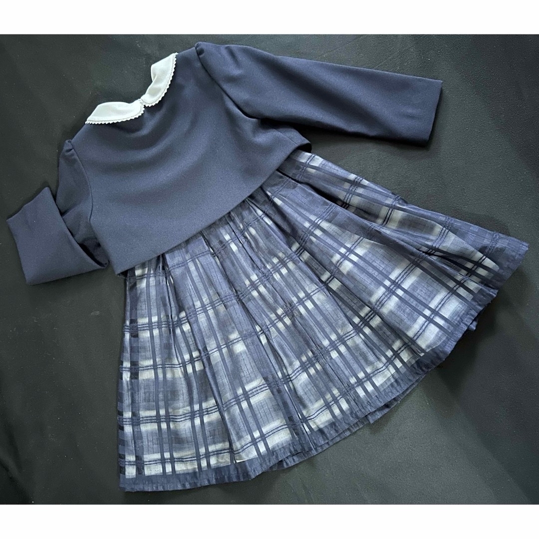 3can4on(サンカンシオン)の110 ①チェックのチュールとふんわりスカートが可愛らしいセットアップ❣️ キッズ/ベビー/マタニティのキッズ服女の子用(90cm~)(ドレス/フォーマル)の商品写真