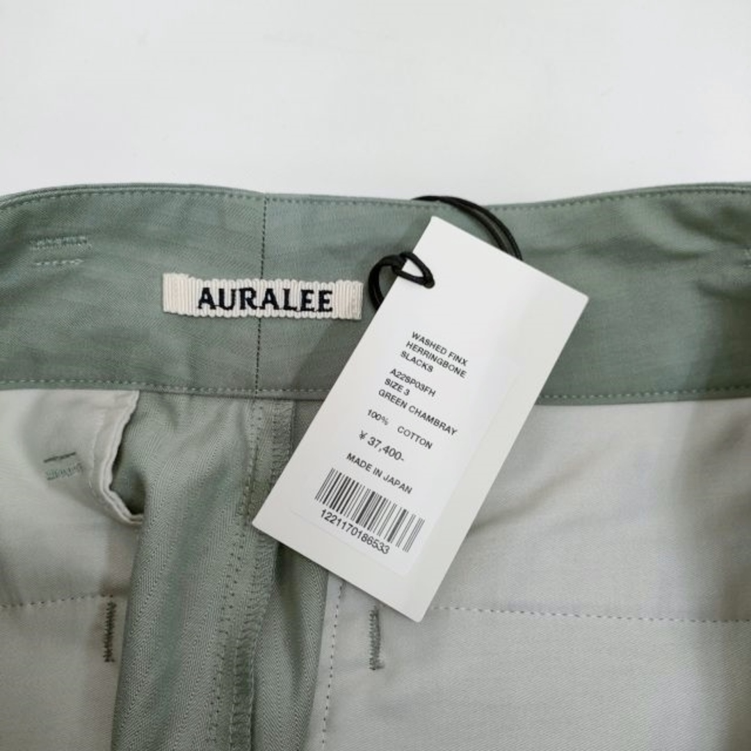 AURALEE(オーラリー)のAURALEE 新品 A22SP03FH WASHED FINX HERRINGBONE SLACKS サイズ3 定価37400円 パンツ カーキ メンズ オーラリー【中古】3-1031M♪ メンズのパンツ(スラックス)の商品写真