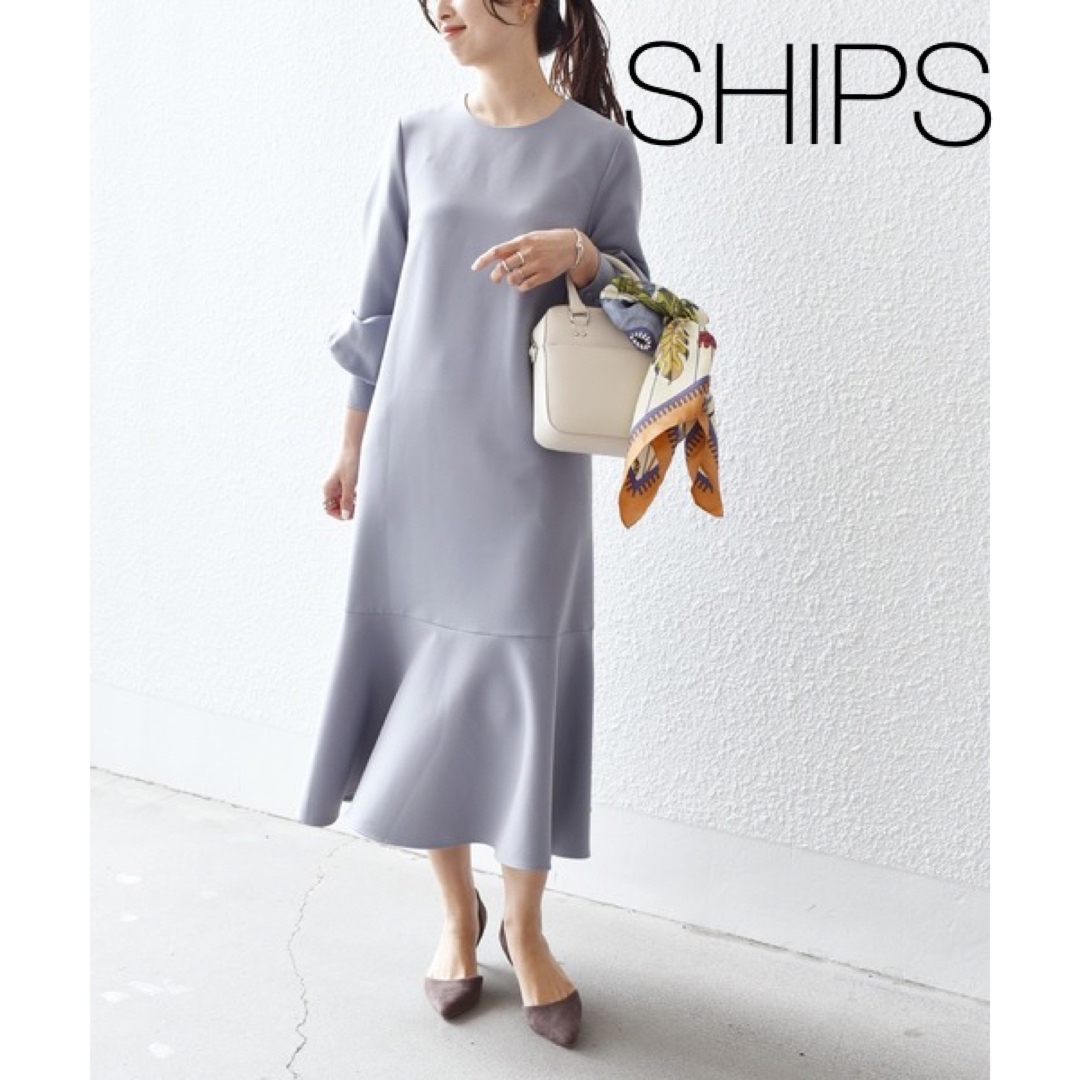 SHIPS(シップス)の★最終お値下げ★SHIPS ヘムフレアロングワンピース　⭐︎大きいサイズ レディースのワンピース(ロングワンピース/マキシワンピース)の商品写真