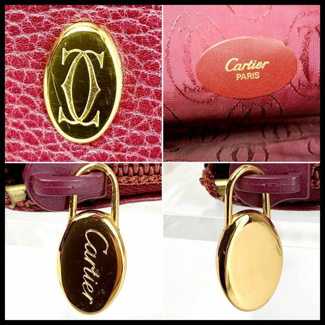 Cartier(カルティエ)のカルティエ マストライン ミニポーチ ボルドー ゴールド ヴィンテージ 付属品有 レディースのファッション小物(ポーチ)の商品写真