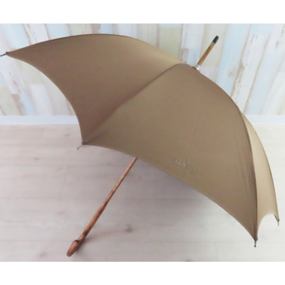 ファッション小物K11 LOEWE ロエベ ロゴ ポリエステル/ウット 雨傘 ブラウン