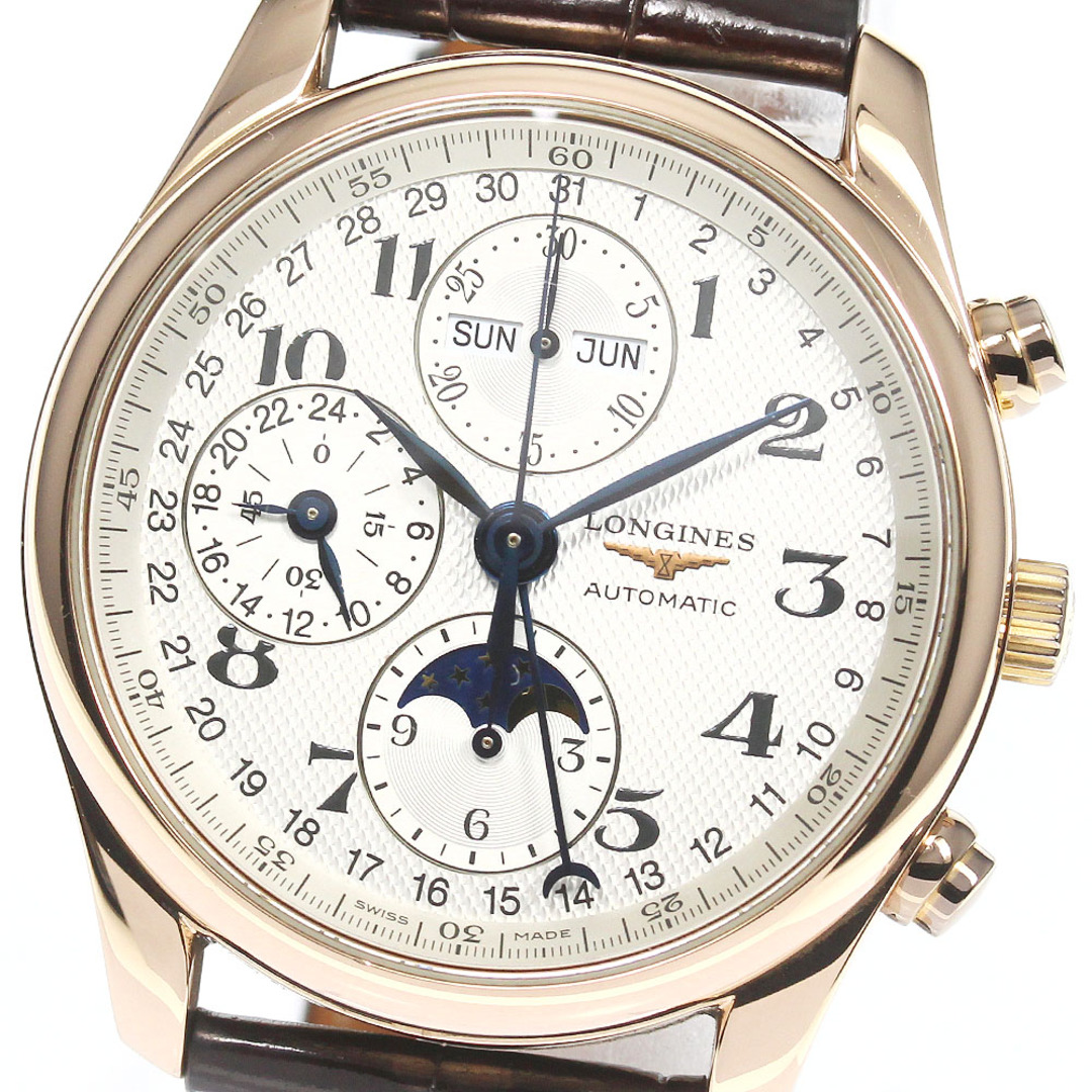 L26738シリアルロンジン LONGINES L2.673.8 マスターコレクション K18PG クロノグラフ トリプルカレンダー 自動巻き メンズ 良品 _749468