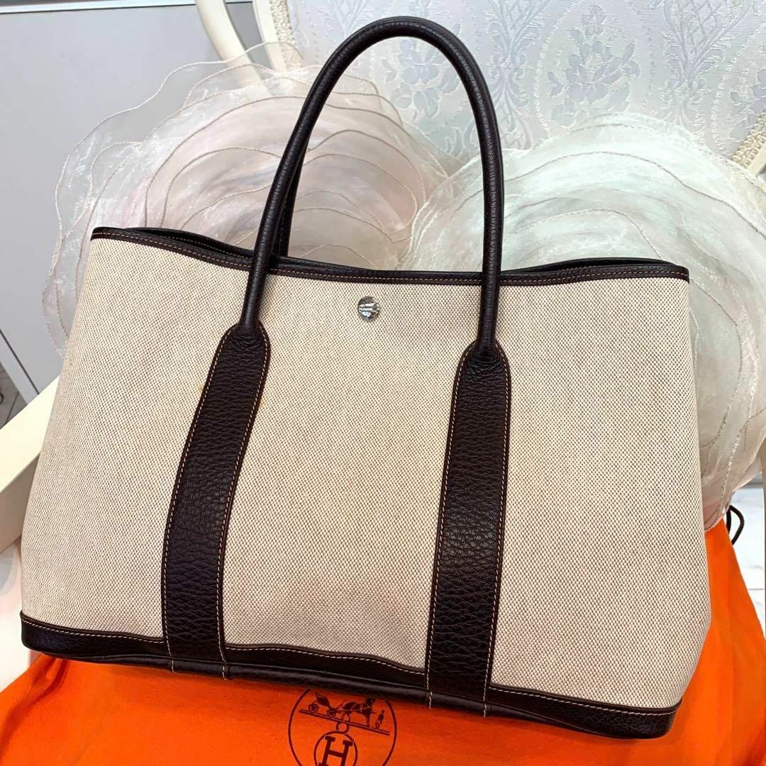 保存袋製造刻印☆美品☆HERMES ガーデンパーティーPM トワルアッシュ トートバッグ