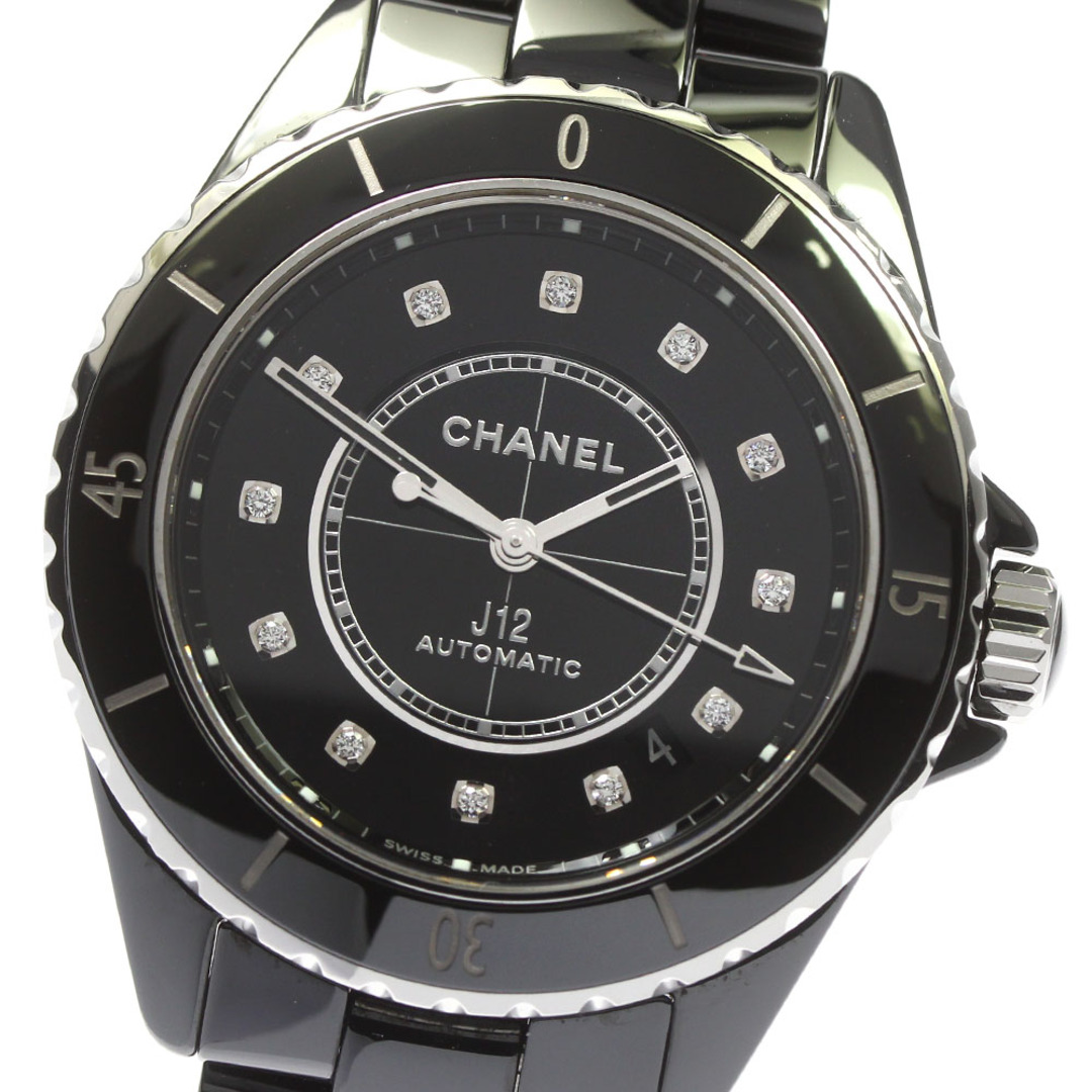 シャネル CHANEL H5702 J12 黒セラミック 38MM 12Pダイヤ 自動巻き メンズ 美品 保証書付き_782522