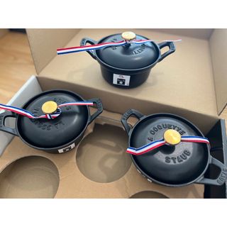 ストウブ(STAUB)のstaub ストウブ ココット ヴィンテージ 12cm ブラック 3個(鍋/フライパン)