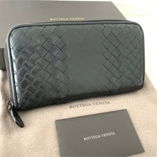 BOTTEGA VENETA ラウンドファスナー 長財布 リザード ダークグレー