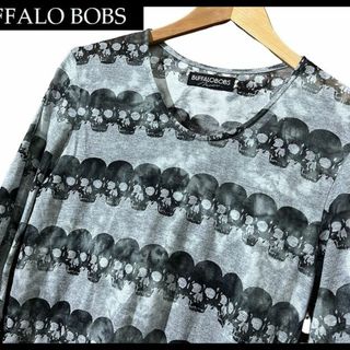 バッファローボブス(BUFFALO BOBS)のG② バッファローボブズ SNN1201 スカル ボーダー 変形 カットソー(Tシャツ/カットソー(半袖/袖なし))