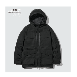 ホワイトマウンテニアリング(WHITE MOUNTAINEERING)のホワイトマウンテニアリング　ハイブリッドダウンオーバーサイズパーカ　黒　XL(ダウンジャケット)