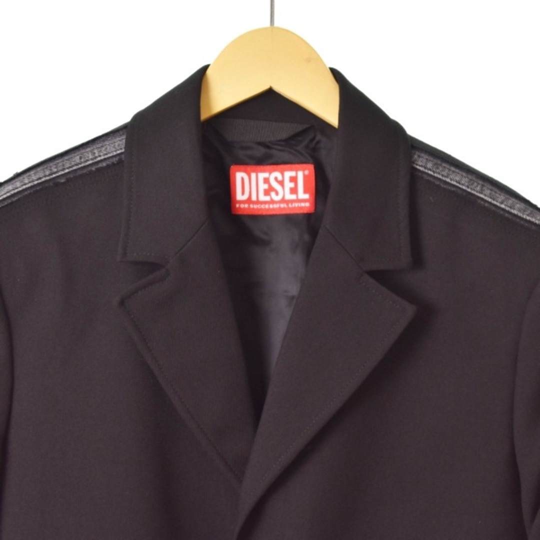 DIESEL(ディーゼル)のディーゼル W-Hivo デニム切り替え ロング テーラードジャケット 46 黒 メンズのジャケット/アウター(テーラードジャケット)の商品写真