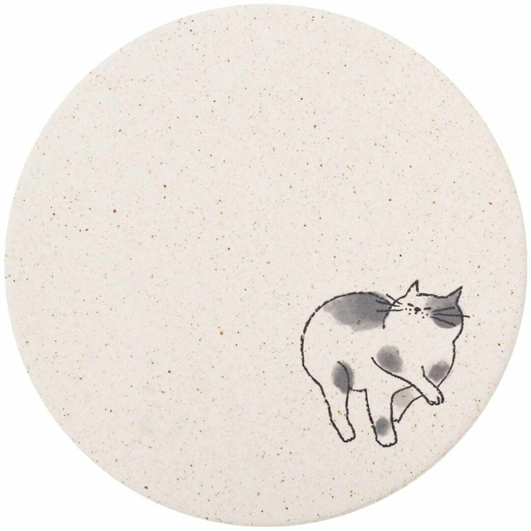 アンドエヌイー(&NE) 日本製 珪藻土 コースター ねこ柄 猫のごろごろ NR インテリア/住まい/日用品のキッチン/食器(テーブル用品)の商品写真