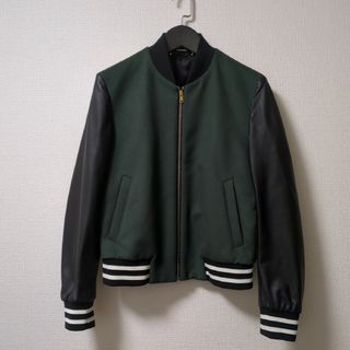 【美品】ポールスミス×レッドイヤー　スタジャン　袖レザー　ウール　ネイビー　L