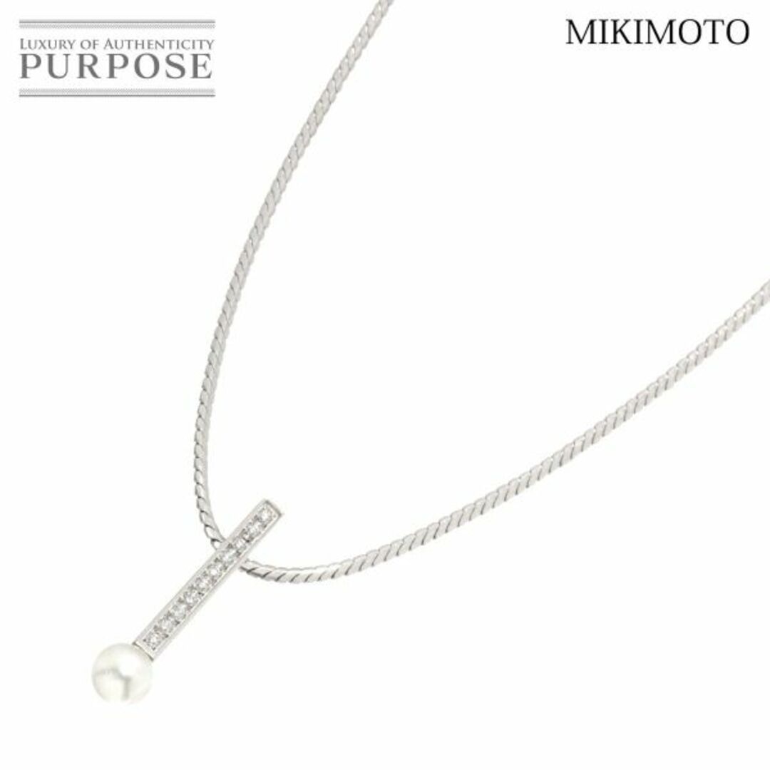 ミキモト MIKIMOTO アコヤ真珠 5.9mm ダイヤ ネックレス 40cm K18 WG